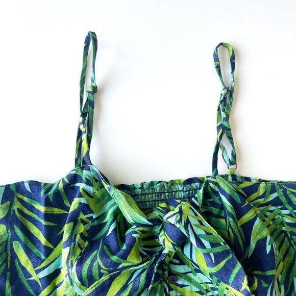 Sofia Jeans Sofia Vergara Tank Top Sz Medium Green Blue Peplum Linen Tropical - Picture 6 of 14